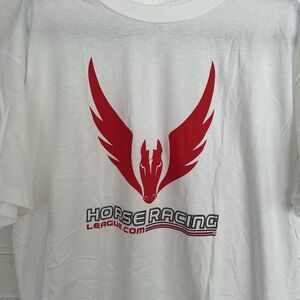 Horse Racing League T Shirt Mens XL White Short Sleeve